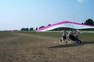 Glider during takeoff